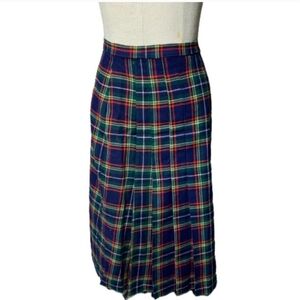 Vintage Christmas Plaid Accordion Skirt Size 10